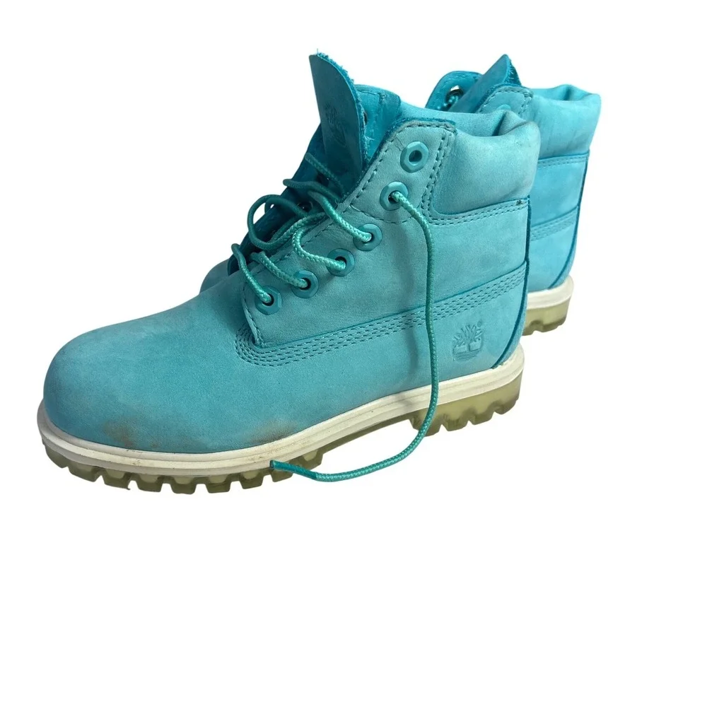Timberland 6 Inch Premium Waterproof Boots Turquoise Kids Size 12 A18T4‎